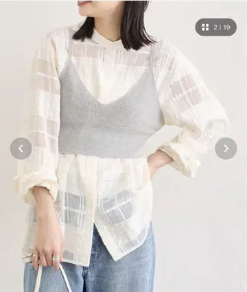 JOURNAL STANDARD 체크 시어 밴드 카라 셔츠