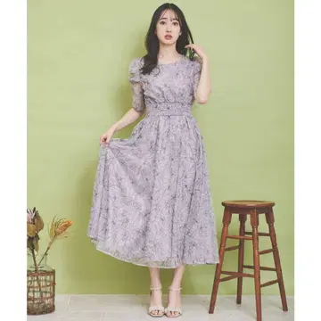 Noela 플라워 프린트 튤 원피스 LAV