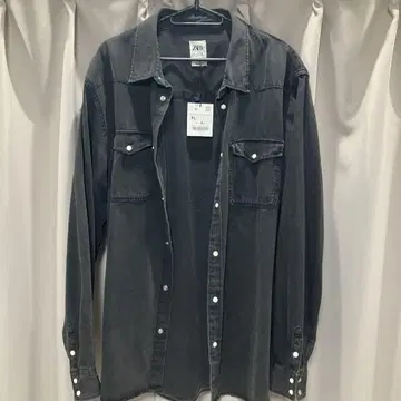 ZARA 다크 그레이 데님 셔츠 새상품 미사용품 택 포함 X L