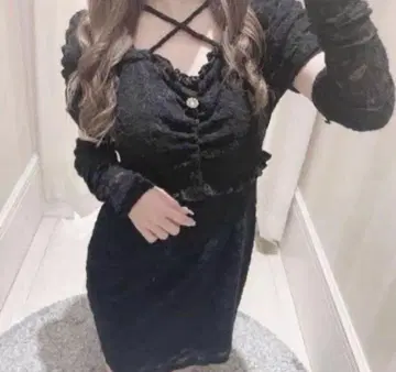 (익명 배송) evelyn 크로스 비쥬 레이스 op 원피스 블랙