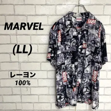 MARVE 마블 반팔 오픈 카라 셔츠 LL XL 남녀 공용 레이온 100