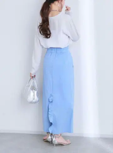 코튼 나일론 나로 맥시 스커트