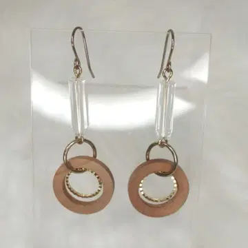 우드 서클 골드 롱 귀걸이 액세서리