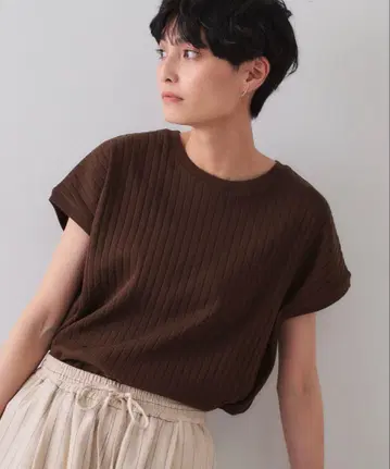 와이드 리브 프렌치 티셔츠 [세탁기 사용 가능]