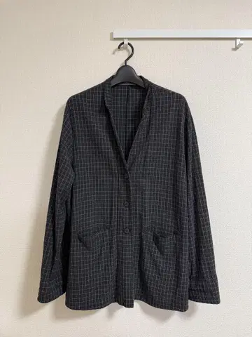 블랙 체크 무늬 테일러드 자켓