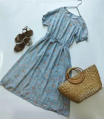 로라 애슐리 꽃무늬 퍼프 슬리브 롱 원피스 LAURA ASHLEY