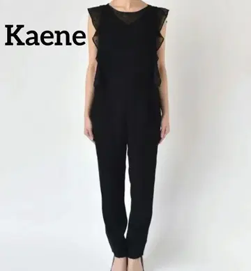 Kaene 블랙 도트 프릴 소매 올인원 살로펫 카엔 M
