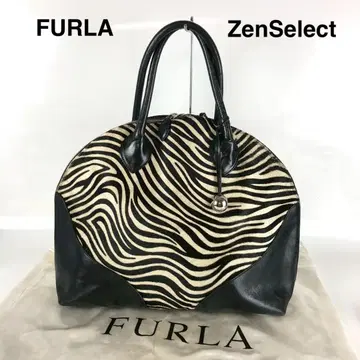 FURLA 훌라 제브라 패턴 송치 가죽 핸드백 보스턴 백