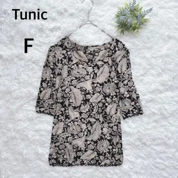 튜닉 Tunic 5부 소매 티셔츠 일본제 올 패턴 F 고급 캐주얼