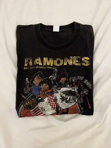 구제 의류 티셔츠 RAMONES 그래픽 프린트 티셔츠 블랙