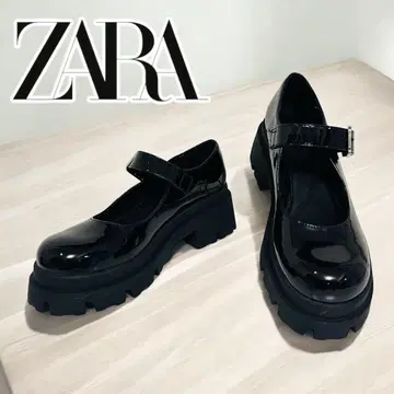 컨디션 최상 자라 멜리 제인 통굽 로퍼 트랙 밑창 스트랩