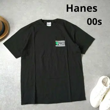Hanes 헤인즈 00s 프린트 티셔츠 블랙 Hacker M 사이즈