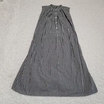 무인양품 MUJI 슬리브리스 허리 끈 깅엄 체크 롱 원피스