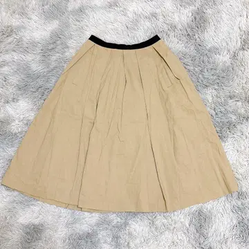 INED 이네드 여성용 미디 스커트 S 베이지 무지 린넨