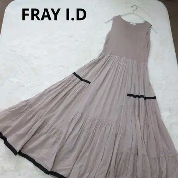 FRAY I.D 도킹 니트 콤비 티어드 원피스 베이지
