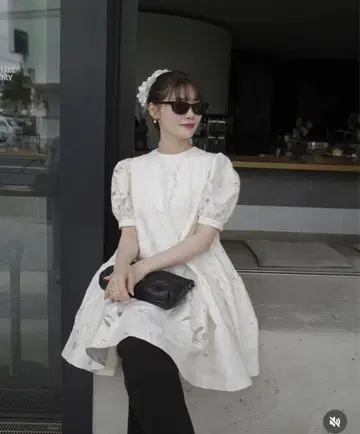 ACKA 자카드 퍼프 원피스