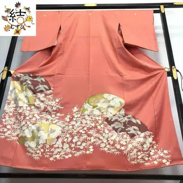 MK-1325 이로도메소데 지지 마쓰타케 매실 자수 국화 홍당색 금색