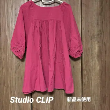 [미사용 새상품] Studio CLIP 블라우스 5부 소매 핑크