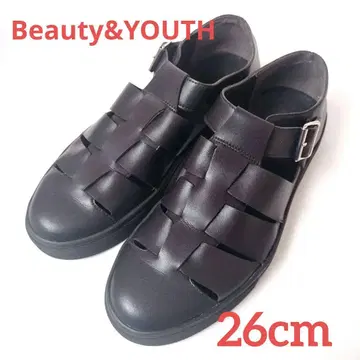 Beauty&YOUTH 구르카 샌들 가죽 블랙 남성용 26cm