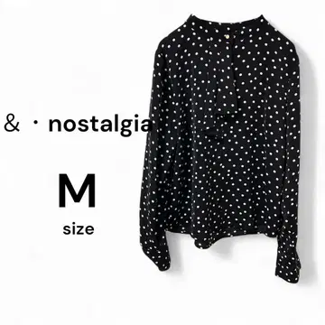 & nostalgia 도트 무늬 블라우스 긴팔 블랙 m 새상품급 상의