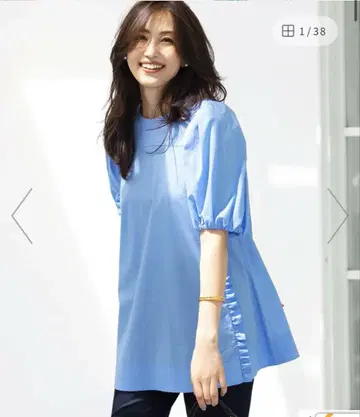 쿠미쿄쿠 코튼 볼륨 슬리브 블라우스
