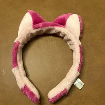 고양이 귀 머리띠 핑크 플리스 Chasha 고양이