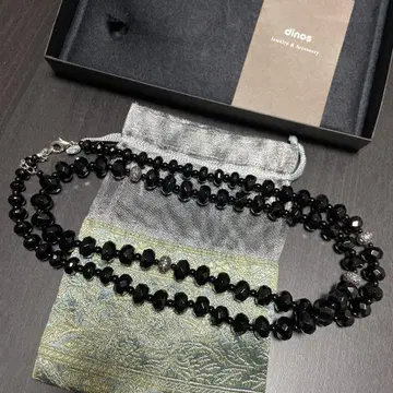 dinos 블랙 비즈 롱 목걸이