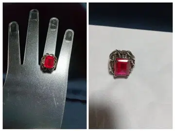 SILVER 합성 루비 반지