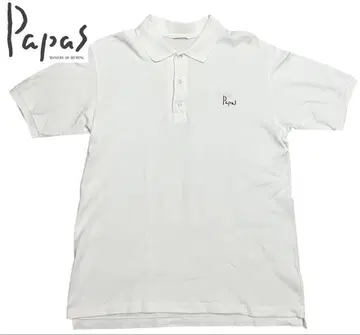 파파스 화이트 피케 셔츠 무지 로고 자수 PAPAS