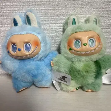 러브부 (LABUBU)풍 봉제 인형 2종 세트 (블루 & 그린)