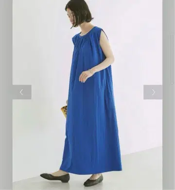 아메리칸 홀릭 접촉 냉감 턱 원피스 블루