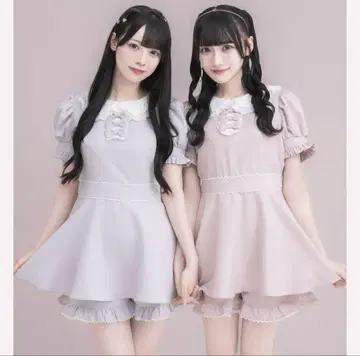 pium 라운드 카라 리본 도리 셋업