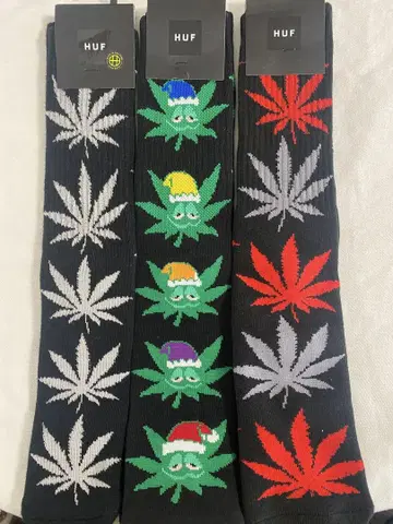 인기 있는 HUF의 롱 삭스 3켤레 세트 새상품 유니섹스, 25-28cm