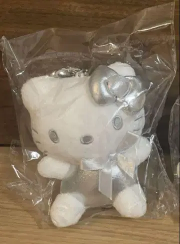 한국 산리오 키티 봉제 인형 키링 실버