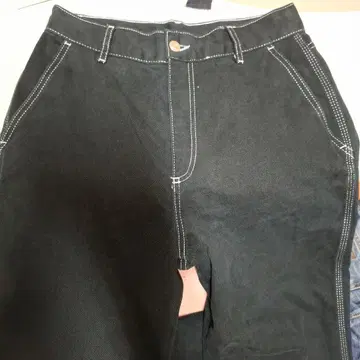 자라 블랙 워크 팬츠 화이트 스티치