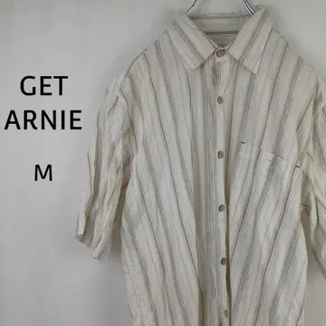 GET ARNIE 반팔 캐주얼 셔츠 M 화이트 스트라이프