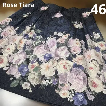 빅 사이즈 46 로즈 티아라 허리밴딩 꽃무늬 종아리 기장 스커트