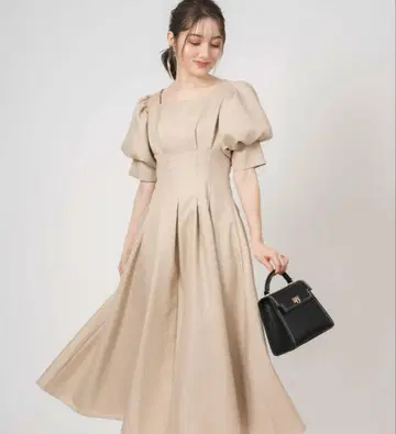 노엘라 NOELA 볼륨 슬리브 허리 턱 원피스