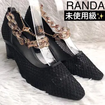 펌프스 24.5 블랙 RANDA 랜다 메쉬 체인 비트 힐