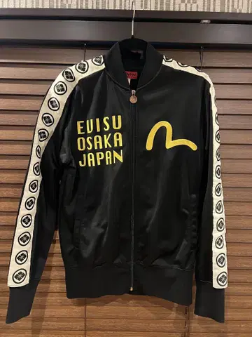 EVISU 트랙 자켓 가몬 암 로고 에비수 트랙 저리 블랙