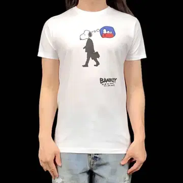 새상품 BANKSY 샐러리맨 스누피 그래피티 아트 티셔츠