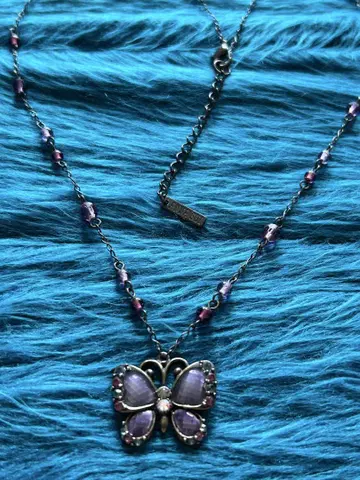 ANNA SUI 퍼플 보라색 나비 앤티크 컬러 목걸이