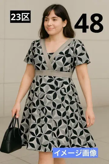 빅 사이즈 19호 5L 23구 꽃무늬 V넥 반팔 원피스 엘레강트