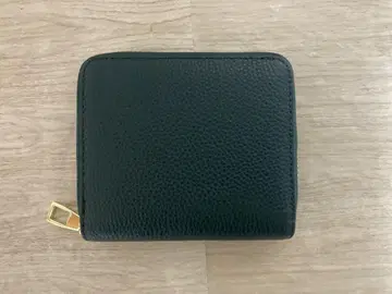 지갑  두겹  라운드 지퍼  다크 그린