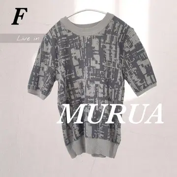 MURUA 무루아 믹스 자카드 리브 상의