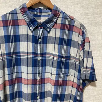 세인트 존스 베이 반팔 체크 셔츠 XL 마드라스 체크 면 100%