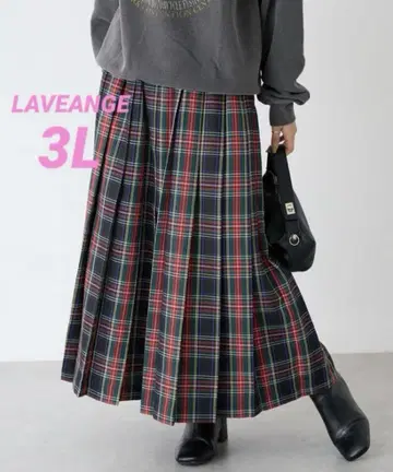 LAVEANGE 타탄 체크 플리츠 스커트 3L