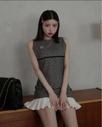 Darich 플로키 도트 슬리브리스 미니 원피스