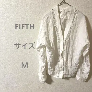FIFTH 화이트 레이스 장식 긴팔 셔츠