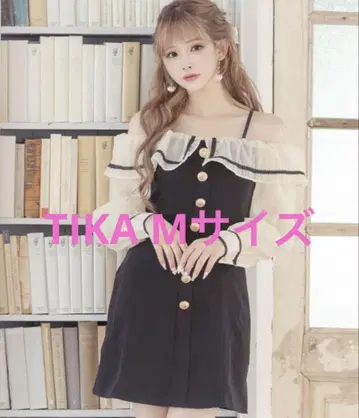 TIKA 시어 프릴 오픈 숄더 절개 A 라인 플레어 긴팔 원피스